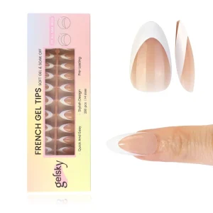 Gelsky Professional French Soft Gel Tips Full Cover French Short Nail Tips Square False Nail Tips