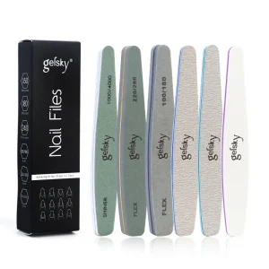 Gelsky Professional Nail File Manicure File Nail Polisher Washable Double Sided Nail File Buffer Set