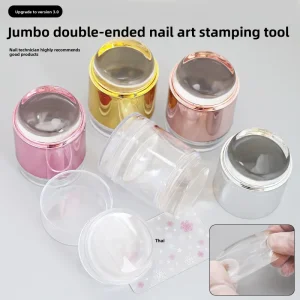 Giant Double Ended Clear Silicone Nail Stamping Tool Super Adhesive Head Alcohol Wipeable Transparent Stamper Nail Art Plates
