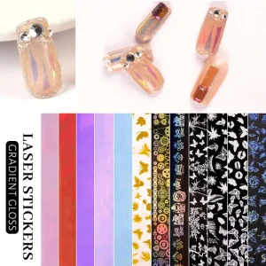 Girls Nail Art Decals Stickers Set Glitter Gel Flowers Foil Design for Nails Decorations