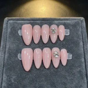 Glazed French Cat Eye Press on Nails Heart Bow Ombre Long Tips Square Almond Coffin ABS Finger Handmade False Nails