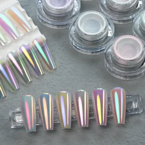 GleamTap Chrome Nail Powder GT111-GT311 Mermaid Aurora Effect Cushion Jar Design for Manicure DIY Decoration