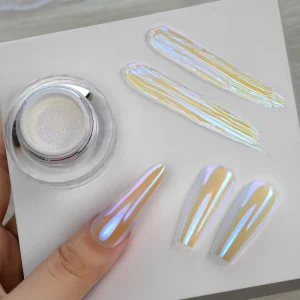 GleamTap Cushion Aurora Chrome Nail Powder GT117 Orange Yellow with Blue Sheen Nail Art Glitter Decoration