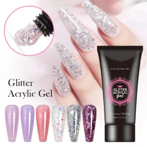 Glitter Acrylic Building Nail Gel Polish OEM Finger Extension Nail Gel
