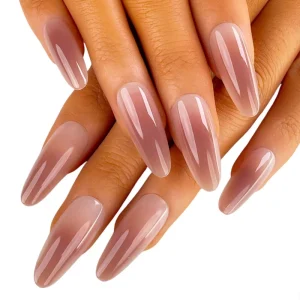 Glossy Dusty Pink Ombre Almond Reusable Painless Artificial Fingernails Press on Nails Customization