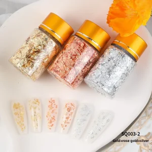 Gold Foil Glitter Flakes 3D 2D DIY Press Glitters Foils Holographic Stickers Nail Painting Manicure Plastic Decals Art