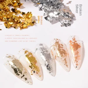 Gold Foil Nail Art Jewelry Gold Silver Tin Fragments Internet Celebrant Explosive Shell Nail Polish Glue Decorative Sticker
