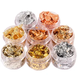 Gold Leaf Foil Papers for Resin Jewelry Crafts Metallic Nail Flakes for Gilding Painting Gold Silver Making Stickers Decals