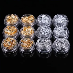 Gold Silver Color Nail Art Paillette Flake Chip Foil Paper Sticker Fail Art Tips Decoration Sticker