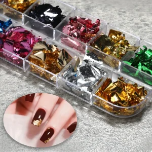 Gold Silver Foil Kit Wire Fragments for Nails Painting Nail Art Decoration Nail Tin Foil Kit Fragments DIY