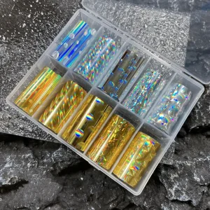 Gold Silver Nail Laser Holographic Transfer Foil Sticker DIY Beauty Nail Decoration Nail Accessories