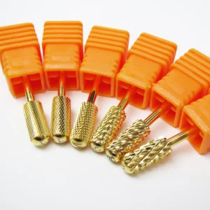 Gold Tungsten Carbide Nail Drill Bits F M C 4XC Gel Polish Burs Electric Nail File Big Gear for Nails Art