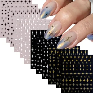 Golden Foil Red Heart 3D Self Adhesive PVC Nail Decal Sticker Embossing Printing
