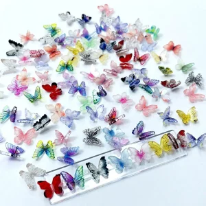 Good Quality Popular Nail Tools Accessories 3D Butterfly Nail Art With 3D Painted Cartoon Iridescent DIY Colorful Mixed Nail Art