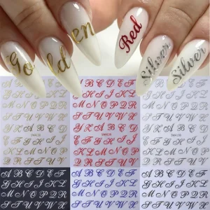 Gothic Font Letter Nail Stickers Self-Adhesive Agothic Alphabet Nail Decals Simple Letters Nail Art Decorations