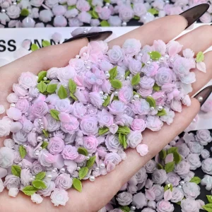 Graceful 3D Acrylic Flower Nail Art Charms Accessories Camellia Rose Jewelry for Nails Decoration