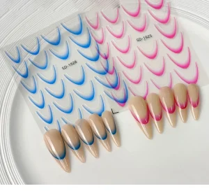 Gradient 12 Colors French Smile Line Nail Stickers Adhesive Wraps Press on Nail Decal Decoration