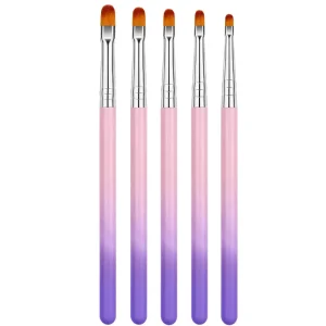 Gradient Color 5pcs Nail Painting Brush Pen Set Poly Extension Gel Brush Nail Scrub Brush for Salon Pen