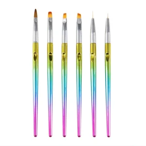 Gradient Color Nail Brush 3D Carved Round Flat Smoothly Nail Brush Acrylic Professional Salons DIY Nail Brush