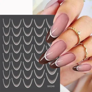 Gradient French Line Manicure Nail Art Stickers Self Adhesive Decals Design Nail Tips Guides for DIY Decoration Stencil Manicure
