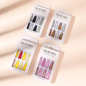 Gradient Laser Star Hand made Ballerina False Nails Long Artificial Nail Art Ballet False Nails for Beauty Personal Care