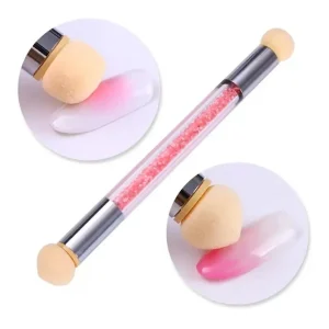 Gradient Shading Nail Brush Double ended Soft Sponge Replaceable Heads Nail Art Brush Rhinestone Handle Nail Painting Brush