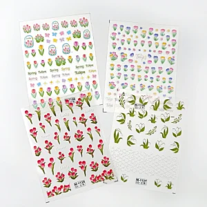 Green Leaf 5D Embossed Series Nail Decoration Decal 5D Cartoon Relief Three-dimensional Nail Art Stickers