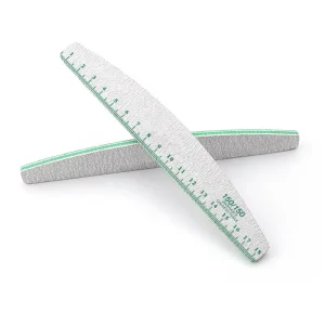 Green Plastic Center Nail File 150 150 Grit Half Moon Zebra Nail File 180 180 Grit With Ruler Crescent Reusable Nail File