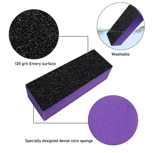 Grit 80 80 Purple with Black Emery Nail Buffers Professional 3 Way Cube Nail Sponge Buffer Block for Nail Salon Supply