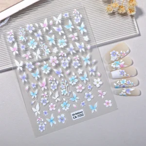 HONEY GIRL 3D Thin Self-Adhesive Flower Nail Art Stickers & Decals Shiny Waterproof Plastic Non-Toxic BPA Free