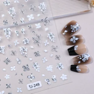 HONEY GIRL French Professional Nail Sticker Decals 3D Plastic Real Spring Flowers Frosted Thin Colorful Waterproof Non Toxic