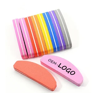 HOT Half Moon Mini Nail File High Quality Buffer Block Sponge Double Side Nail File With Custom Logo