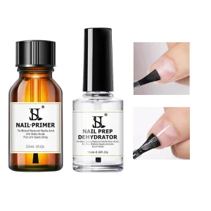 HS 15ml Nail Primer and Dehydrator Gel Set Fast Dry Strong Bonding HEMA TPO MEHQ FREE MSDS Certified For Nail Salon