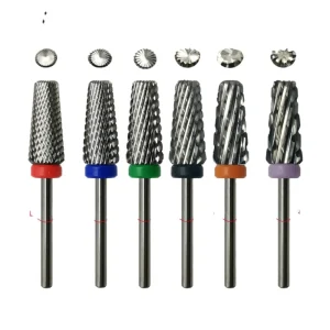 HYTOOS 5 in 1 Tapered Nail Drill Bits 3/32″ Carbide Milling Cutters for Manicure Remove Acylics & Gel Nails Accessories Tools