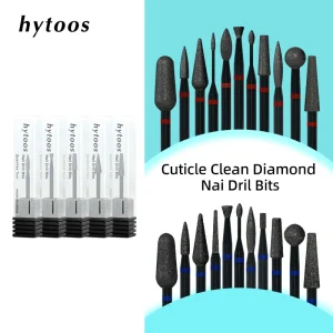 HYTOOS Black Diamond Nail Drill Bits Pro Russian Cuticle Bit for Nail Drill Dead Skin Cuticle Cleaner Nails Pre treatment Tools