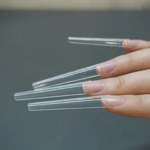 Half Cover C Curve XXXL Coffin Nail Tips Clear Style 12 Sizes