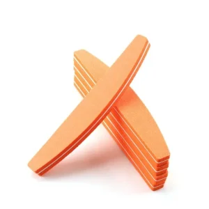 Half Moon Double Sided Orange Nail Buffer 100 180 Grit Professional Manicure Tools for Nail Studio Reusable Sponge Nail File