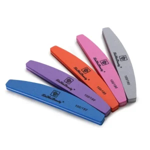 Half Moon Nail Files 80 100 180 Grit Double Sided Flexible Sponge Buffers with High Abrasion Resistance for Salon Home Manicure