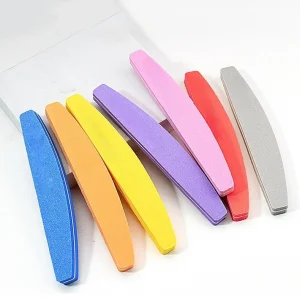 Half Moon Sanding Nail File Sponge Custom logo Printed Double Side Moon Shape Manicure File Sanding Files and Buffers 100 180