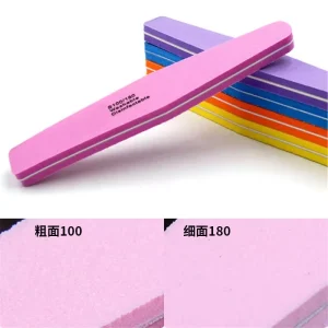 Half Moon Shape Nail Buffer 100 180 Grit Customized Double Sided Sponge Nail Files for Nail Salon Use