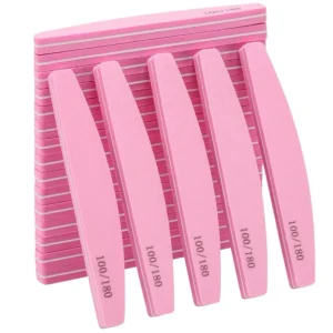 Half Moon Sponge Nail File Professional 100 180 Grit Pink Buffer for Salon Grade Finish Ready to Ship