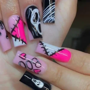 Halloween Luxury Style False Custom Logo Long Press on Nails Short Artificial Fingernails for Women
