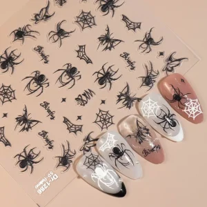 Halloween Pumpkin and Spider Nail Stickers Horror Nail Art Decals for Spooky Party Manicure Looks