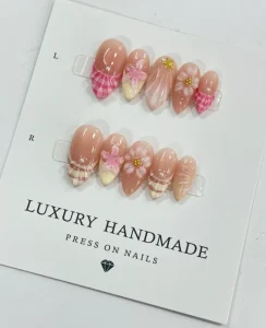 Hand Painted Gel Press Nails Beautiful Luxury Customized Design 10pcs Handmade Press on Nails
