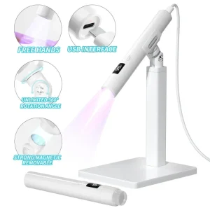Handheld Portable LED Nail Lamp with Stand 3W Mini Rechargeable Wireless Nail Lamp for Home Manicure