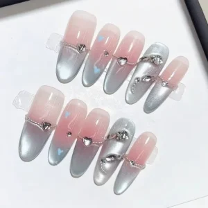Handmade 3D Acrylic Nail Tips Dark Gothic Reusable Charm for Wearable False Nails Rhinestones Demon Decoration