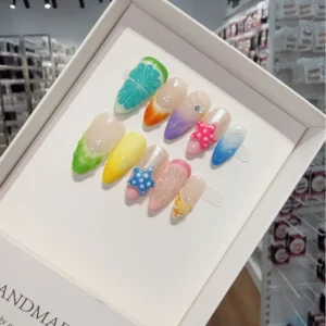 Handmade 3D Luxury Style Acrylic False Nails High Quality Flower Artificial Fingernails with Glue