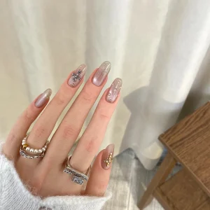 Handmade ABS Plastic Trapezoid Shape Full Cover Press on Nails with Glue for Finger Nail Art 10 Pcs Set
