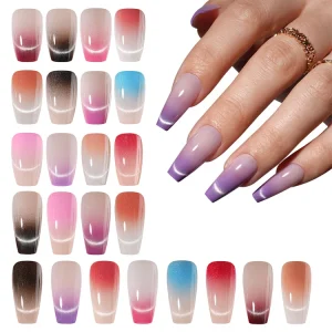 Handmade Crescent Cat Eye Nail Tips French Soft Gel Nail Art Kits False Press on Nails Set