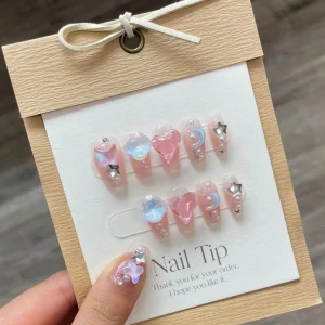 Handmade False Nails High Quality Thick Acrylic Press on Nails 10 Pcs Hand Painted Press on Nails